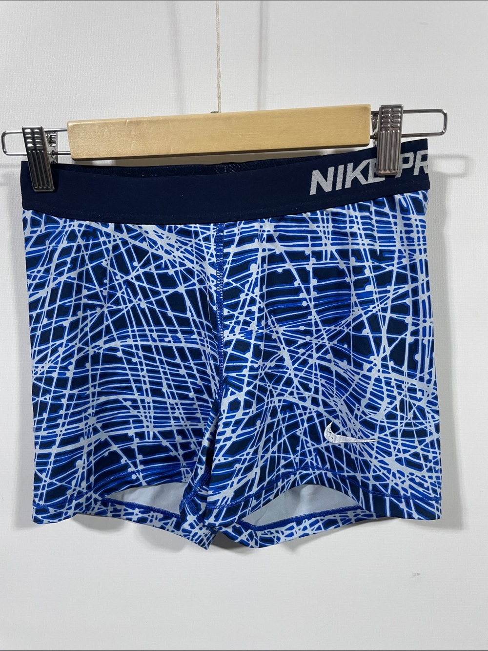 Nike Women’s Navy and White Graphic Athletic Shorts